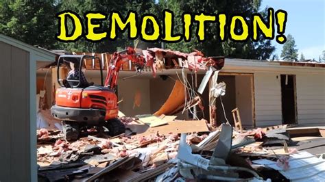 mini excavator house demolition|old house with mini excavator.